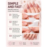 Nude‑Pink Gradient Long Almond Press‑On Nails, Luxury False Nails with Chain Rhinestones & Large Gems